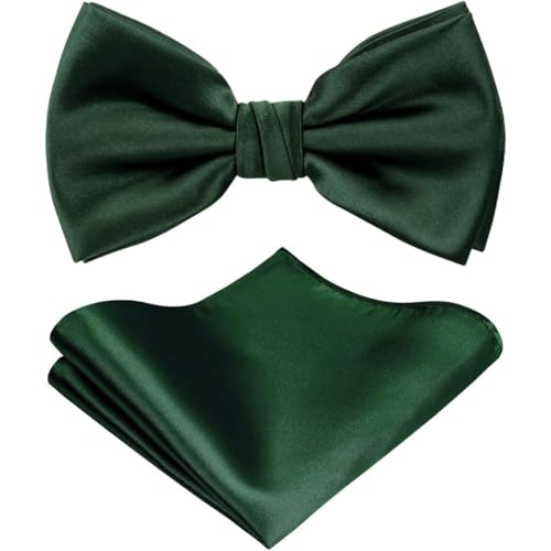 Herren-Set fliege herren, bestehend aus Fliege und Einstecktuch, komplett in Dunkelgrün fliege. von RVYEIOP