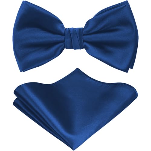 Herren-Set fliege herren, bestehend aus Fliege und Einstecktuch, komplett in Marineblau fliege. von RVYEIOP