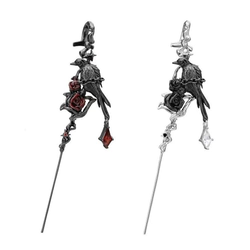 Crow Ear Piercing Legierung Rose und Schwarze Krähe Ohrstecker für Trendsetter Eleganter Persönlichkeits-Statement-Schmuck Crow Ear Piercing Legierung Rose und Schwarze Krähe Ohrstecker für Trendsetter Eleganter Persönlichkeits-Statement-Schmuck von RWAJZAX
