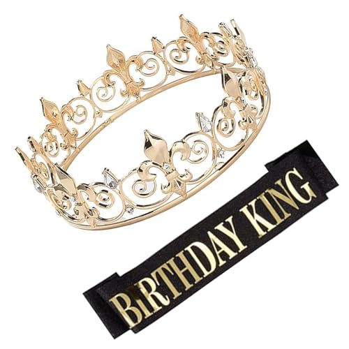 Königliche Krone und Geburtstagsschärpe für Herren mit Krone und Schärpe aus Strass für Geburtstag von RWAJZAX