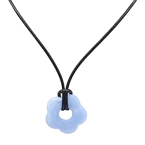 [RWAJZAX] Anhänger mit Acryl-Blumen, Wachsschnur, modische Chokerkette, Damenschmuck von RWAJZAX