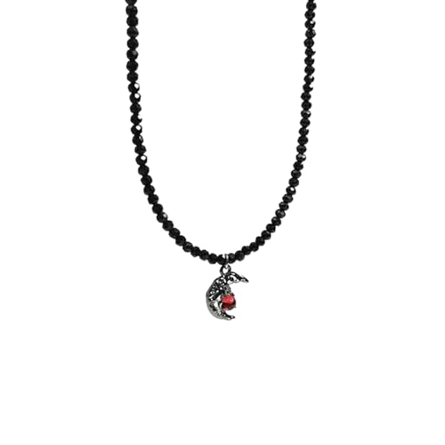 [RWAJZAX] Gothic-Stil, Herz und schwarzer Schmetterling, Glasperlen, einzigartige Halskette für Frauen, die einzigartige Mode suchen von RWAJZAX