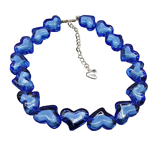 [RWAJZAX] Halskette mit Acrylperlen in Herzform, süße Halskette, modische Farbe, Kravikles Halskette, Geschenk für Frauen und Mädchen von RWAJZAX
