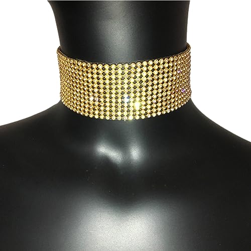 [RWAJZAX] Hot Girl Choker, volle Strass-Halskette, Punk-Stil, Damen-Halskette, farbige Kette, Nachtclub-Kleidung, 黒 von RWAJZAX