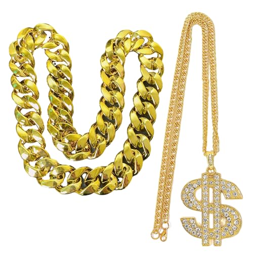 [RWAJZAX] Leichte Goldkette mit zwei Goldketten, bequem für Bühnenauftritte und Festivals von RWAJZAX