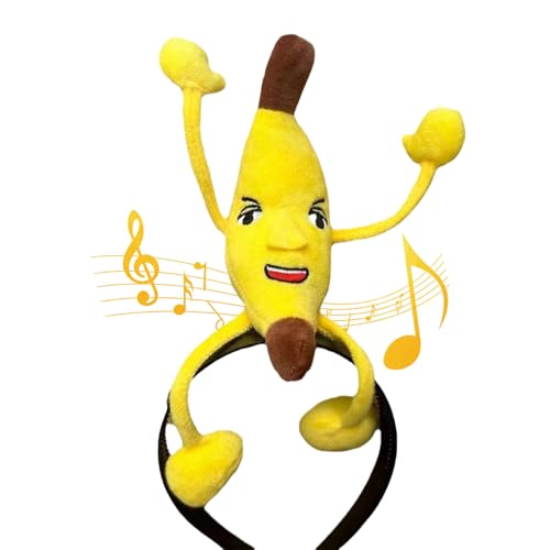 [RWAJZAX] Lustiger Haarreif mit singendem Cartoon-Haarband, Bananen-Haarband, Plüsch-Puppe für Damen-Party von RWAJZAX