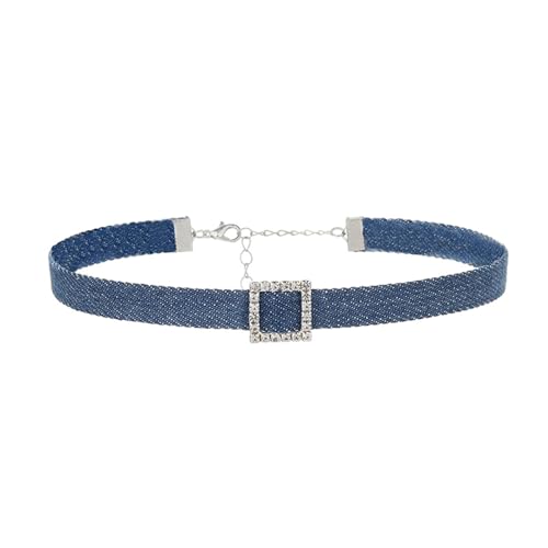 [RWAJZAX] Modische Jeans-Halskette für Damen, verstellbare Schlüsselbeinkette mit Strasssteinen, Zubehör für Halskette von RWAJZAX