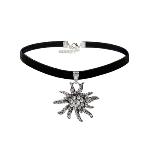[RWAJZAX] Traditionelle Vintage-Edelweiss-Halskette mit Blumenanhänger, Damen-Halskette, Schlüsselbeinkette, Schmuck von RWAJZAX