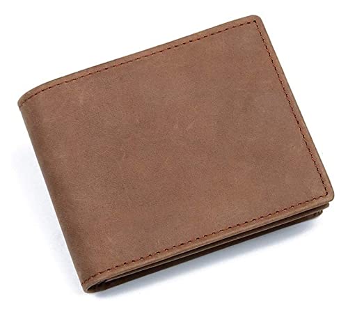 RWCCCRW Blockierendes zweifach gefaltetes Portemonnaie für Herren, stilvolles kurzes Portemonnaie aus Rindsleder mit 3 Kartenfächern (Farbe: Hellbraun, Größe: M) von RWCCCRW