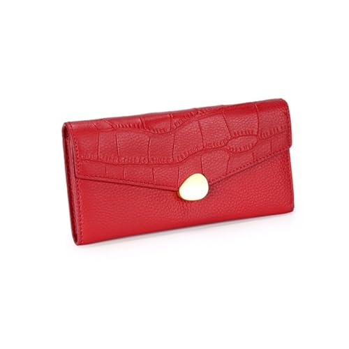 RWCCCRW Business-Geldbörsen, lange Geldbörsen, Damen-Geldbörsen aus Rindsleder, Kartenetuis, blockierende Geldbörsen, Leder-Geldklammern, Handtaschen, Abendtaschen (Größe: Rot) von RWCCCRW