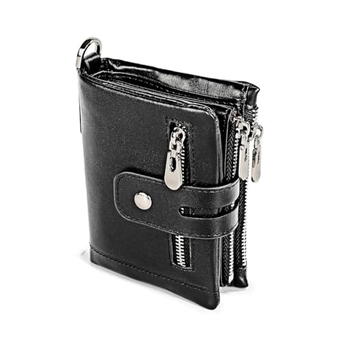 RWCCCRW Casual Leder Herren Kurze Bifold Geldbörse Geldbörse Münzfach Herren Reißverschluss Retro Multifunktions Kurze Geldbörse von RWCCCRW