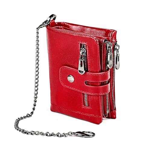 RWCCCRW Casual Leder Herren Kurze Bifold Geldbörse Geldbörse Münzfach Herren Reißverschluss Retro Multifunktions Kurze Geldbörse von RWCCCRW