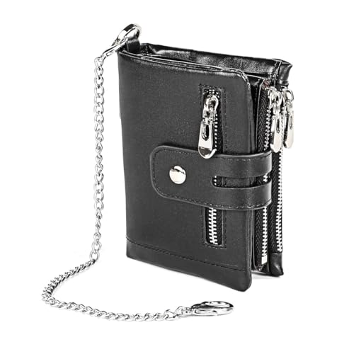 RWCCCRW Casual Leder Herren Kurze Bifold Geldbörse Geldbörse Münzfach Herren Reißverschluss Retro Multifunktions Kurze Geldbörse von RWCCCRW