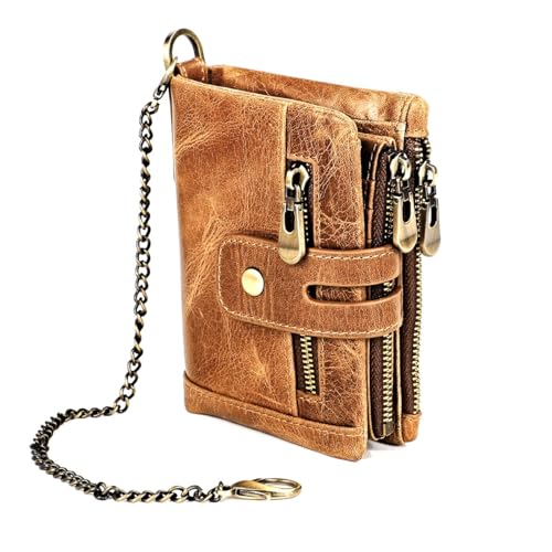 RWCCCRW Casual Leder Herren Kurze Bifold Geldbörse Geldbörse Münzfach Herren Reißverschluss Retro Multifunktions Kurze Geldbörse von RWCCCRW