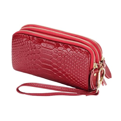 RWCCCRW Damen-Geldbörsen, Geldbörsen, Handtaschen, Abendtaschen aus echtem Leder, Münzgeldbörsen, Beutel, Visitenkartenetuis (Größe: Rot) von RWCCCRW