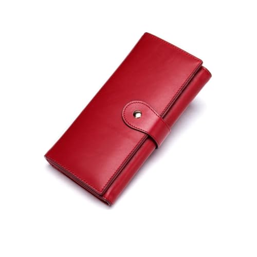 RWCCCRW Damen Geldbörsen Geldbörsen Visitenkartenetuis Echtleder Geldklammern Blockierende Geldbörsen Geld Organizer Handtaschen, Rot von RWCCCRW