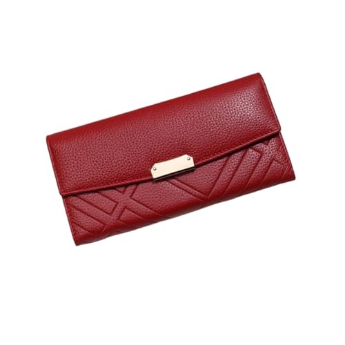 RWCCCRW Damen-Geldbörsen aus Rindsleder, Visitenkartenetuis, lange Geldklammern, Geldbörsen mit Blockierung, Handtaschen, Abendtaschen (Größe: Rot) von RWCCCRW