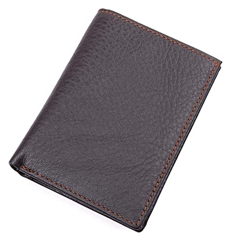 RWCCCRW Geldbörse für Herren, dreifach gefaltetes Rindsleder, stilvolle Kurze Geldbörse mit 7 Kartenfächern, Münzfach (Farbe: Dunkler Kaffee, Größe: M) von RWCCCRW