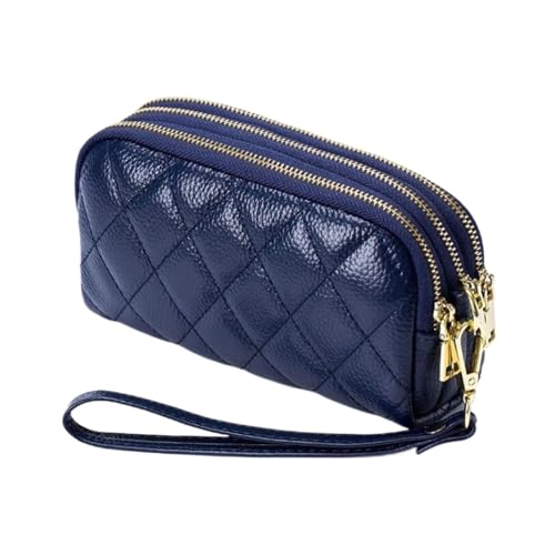 RWCCCRW Handtaschen Damen-Geldbörsen aus echtem Leder, Münzgeldbörsen, Beutel, Abendtaschen, Geld-Organizer aus Rindsleder (Größe: Blau) von RWCCCRW