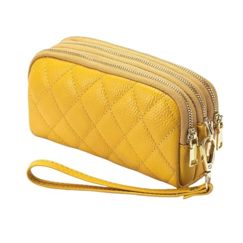 RWCCCRW Handtaschen Damen-Geldbörsen aus echtem Leder, Münzgeldbörsen, Beutel, Abendtaschen, Geld-Organizer aus Rindsleder (Größe: Gelb) von RWCCCRW