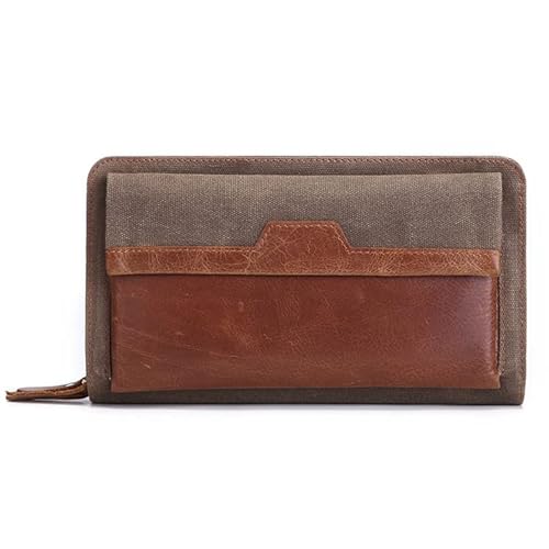 RWCCCRW Herren-Clutch-Geldbörse mit Reißverschluss, Lange Leder-Geldbörse, Schicht-Kuh-Handtasche, multifunktionale Lange Tasche, Beste Wahl (Farbe: A, Größe: 22 x 12 x 5 cm) von RWCCCRW