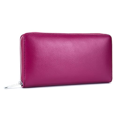 RWCCCRW Herren-Geldbörse aus Leder, RFID-blockierendes Rindsleder, modische Lange Geldbörse, Münzfach, Reisepasstasche, Kreditkartenhalter für Männer (Farbe: Lila) von RWCCCRW