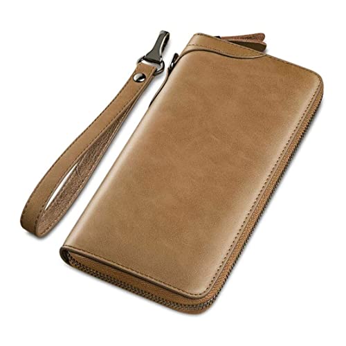 RWCCCRW Herren Leder Geldbörse mit Reißverschluss und Mehreren Kartenfächern, Lange Brieftasche, Clutch von RWCCCRW