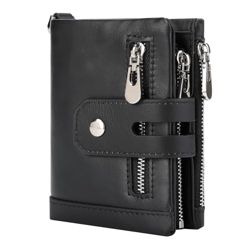 RWCCCRW Lässige Leder-Herren-Geldbörse, kurz, Bifold-Geldbörse, Münzfach, Reißverschluss, multifunktional, RFID-Anti-Diebstahl-Swipe-Tasche von RWCCCRW