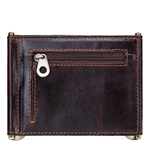 RWCCCRW Schlanke Brieftasche mit Geldklammer RFID-blockierende zweifach gefaltete Brieftasche für Männer aus echtem Leder mit Kartenhalter auf der Vordertasche von RWCCCRW