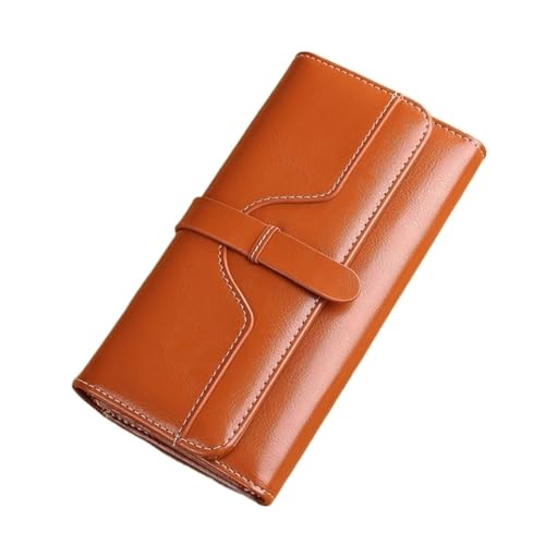 RWCCCRW Visitenkartenetuis Damen-Geldbörsen Rindsleder-Geldbörsen Blockier-Geldbörsen Geld-Organizer Leder-Geldscheinklammern Handtaschen (Größe: Braun) von RWCCCRW