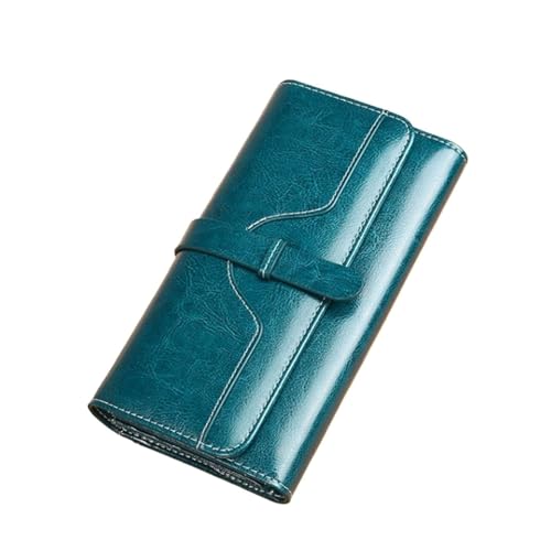 RWCCCRW Visitenkartenetuis Damen-Geldbörsen Rindsleder-Geldbörsen Blocking-Geldbörsen Geld-Organizer Leder-Geldscheinklammern Handtaschen (Size : Blue) von RWCCCRW