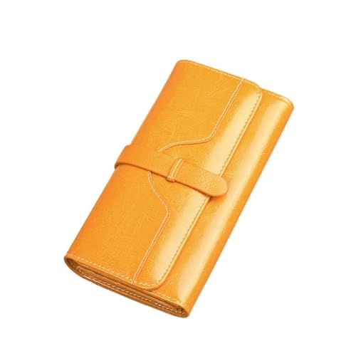 RWCCCRW Visitenkartenetuis Damen-Geldbörsen Rindsleder-Geldbörsen Blocking-Geldbörsen Geld-Organizer Leder-Geldscheinklammern Handtaschen (Size : Yellow) von RWCCCRW