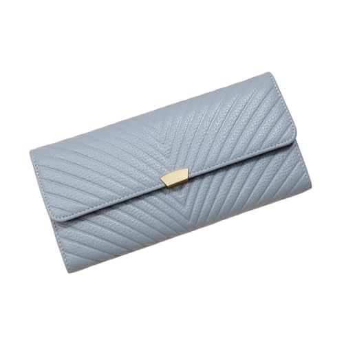 RWCCCRW Visitenkartenetuis Lange Geldbörsen Damen-Geldbörsen aus Rindsleder Blocking-Geldbörsen Leder-Geldscheinklammern Handtaschen Abendtaschen (Größe: Blau) von RWCCCRW
