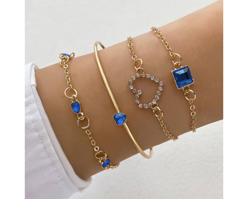 RWEUOQ Armband Armbänder Verstellbares Schmuckarmband Set Stilvolles Design (4-tlg., Flexible Größe), Verstellbares Stapelbares Armbänder Set Für Damen Mädchen von RWEUOQ