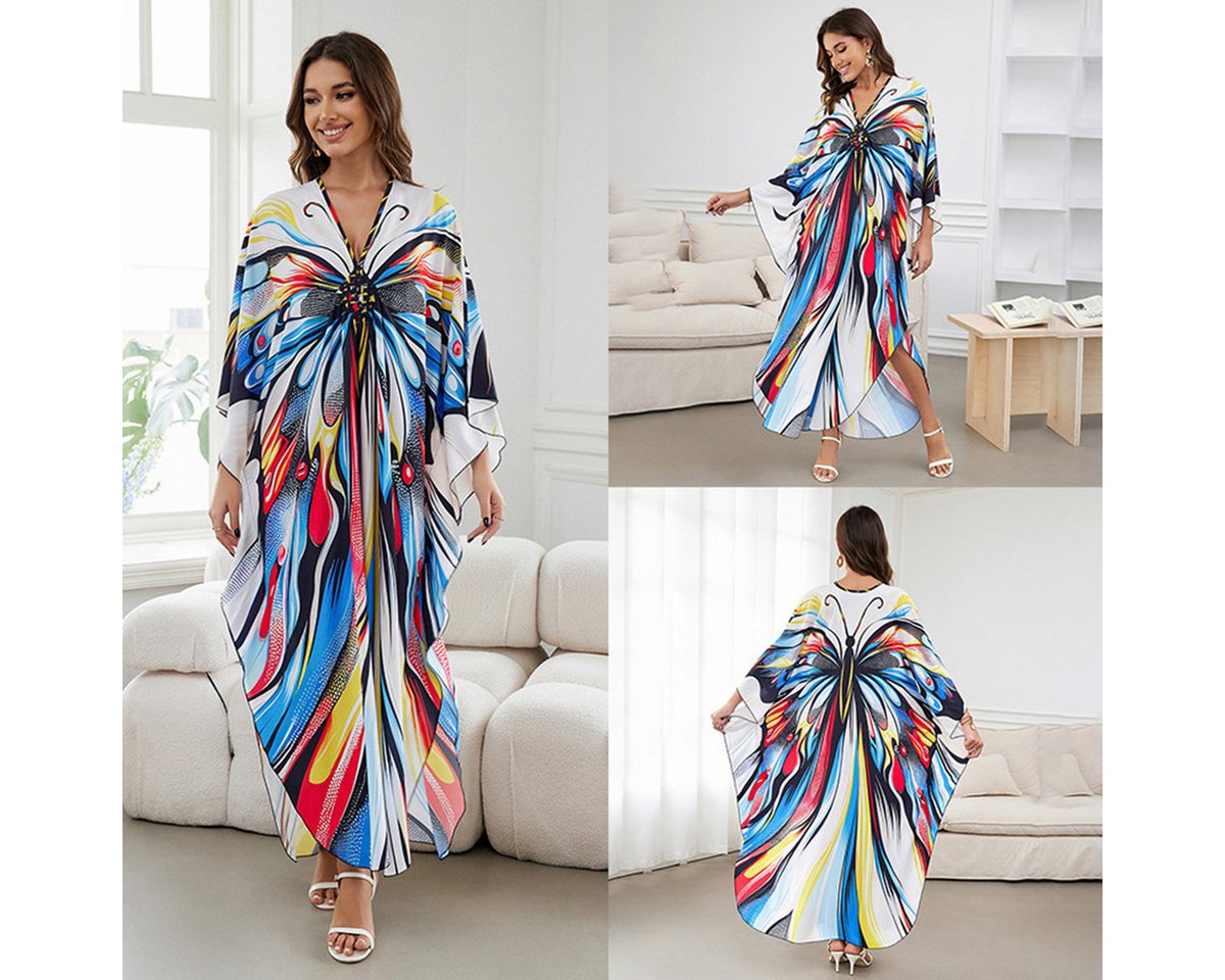RWEUOQ Blusenkleid Bikini Cover-up Damen lang, Strandkleid mit Muster & weitem Schnitt RWEUOQ Blusenkleid Bikini Cover-up Damen lang, Strandkleid mit Muster & weitem Schnitt von RWEUOQ
