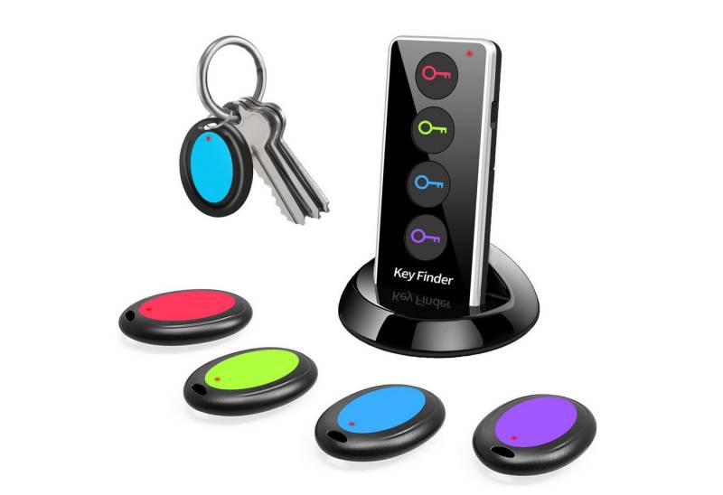RWEUOQ Schlüsselanhänger Key Finder, Wireless Key Tracking Locator mit LED-Leuchten (für ältere Menschen, Autoschlüssel, Brieftaschen, TV-Fernbedienungen), Key Tracking Device, einfach zu bedienen, 4 Empfänger von RWEUOQ
