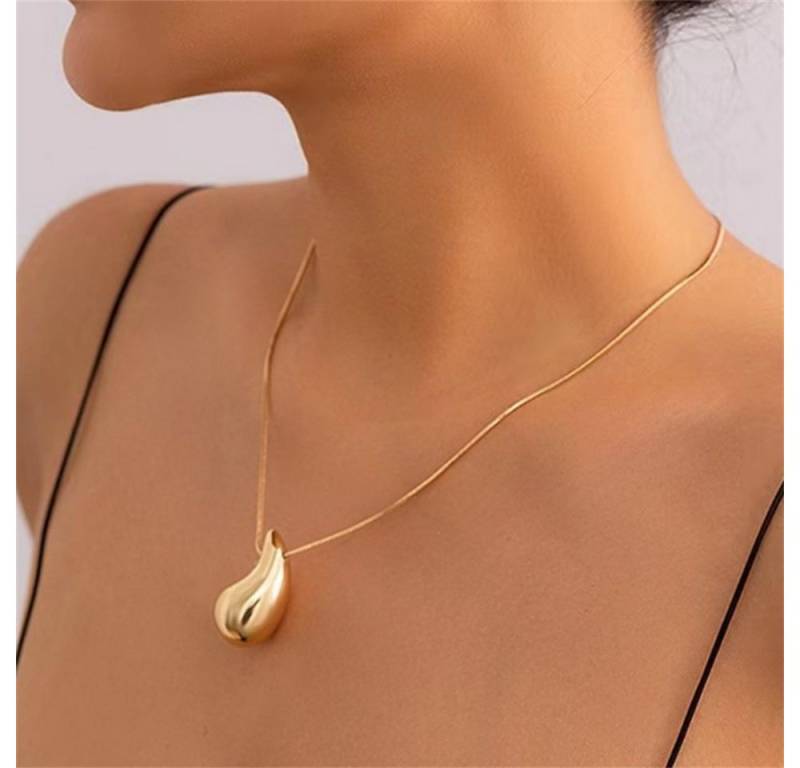 RWEUOQ Kette mit Anhänger Kette mit Anhänger Wasser Tropfen Anhänger Halskette mit Metallanhänge, Boho Teardrop Halsketten Modeschmuck Halsketten für Frauen und Mädchen von RWEUOQ