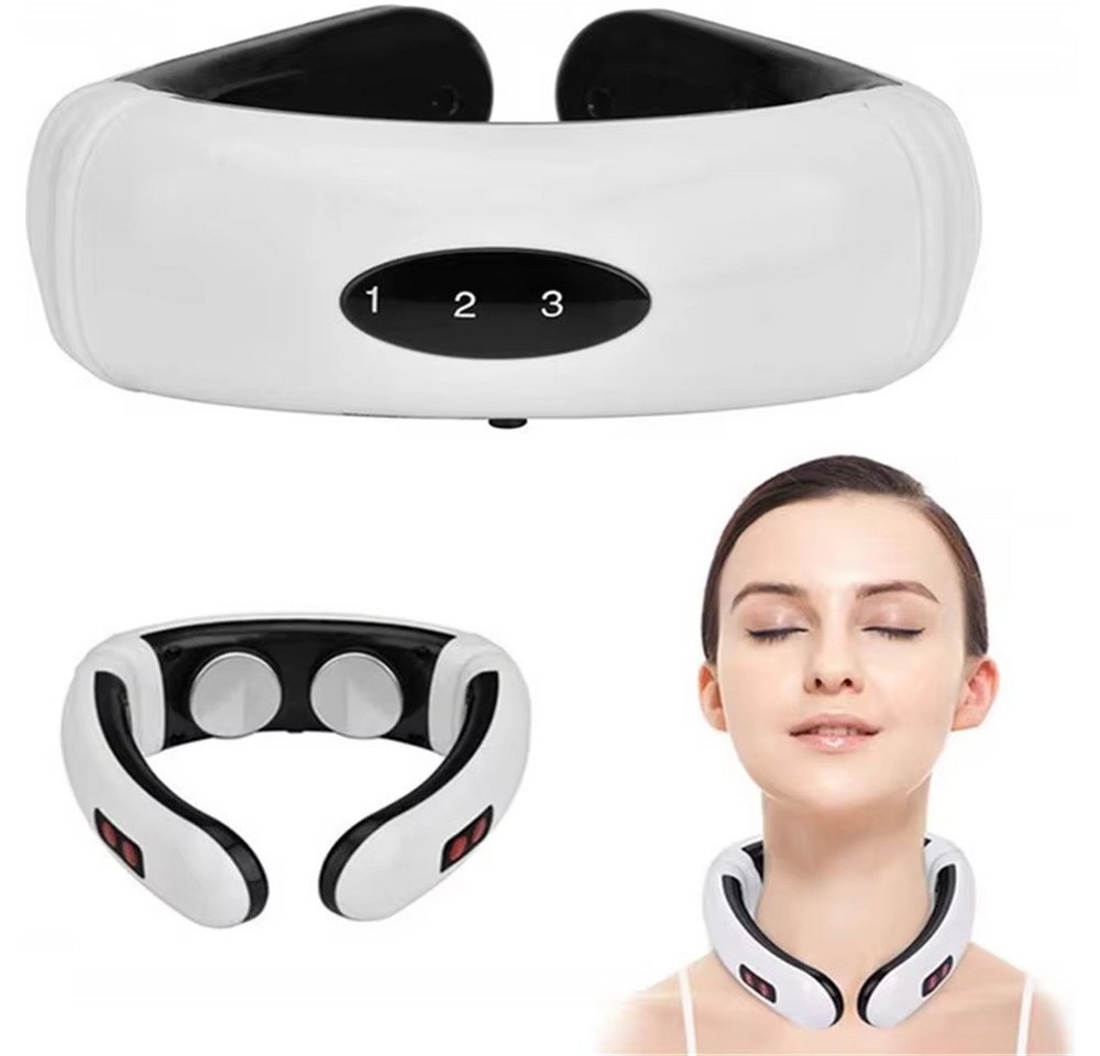 RWEUOQ Nacken-Massagegerät Nackenmassagegerät EMS 5 Modi 16 Stufen tragbar kabellos ergonomisch, EMS-Nackenmassagegerät mit Zusatzpads für flexible Schmerzbehandlung, Kompaktes Set für Nacken und Körper zur Linderung von Verspannungen, Ergonomisch 16 Intensitäten automatische Abschaltung nach 15 Min von RWEUOQ