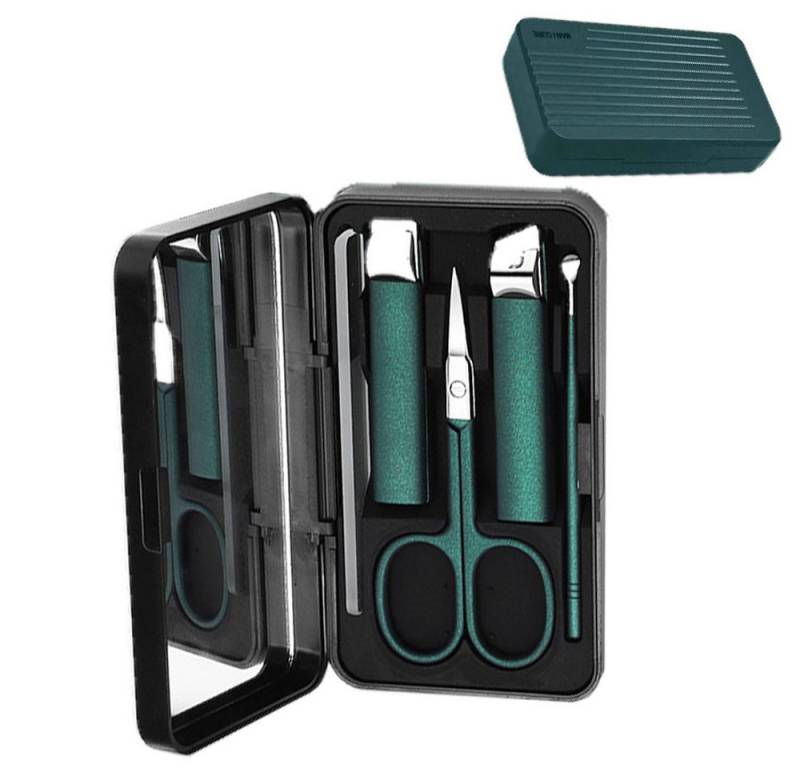 RWEUOQ Nagelknipser-Set Nagelknipser-Set 5-teiliges Nagelknipser-Set mit Spiegelwerkzeug, Nagelpflegeset für Hände Füße Anti-Spritz Tragbar mit Aufbewahrungsbox von RWEUOQ