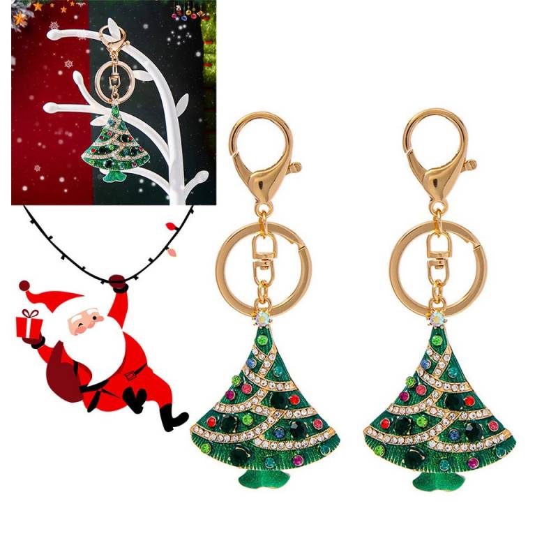 RWEUOQ Schlüsselanhänger 2er Set kreative Christbaum-Schlüsselanhänger Weihnachtsdekorationen (2er Set Schlüsselanhänger mit festlichem Weihnachtsbaum-Design, Praktische und stilvolle Schlüsselanhänger, für Geschenke oder Alltag), Nickelfrei, bleifrei, umweltfreundlich, ideal für empfindliche Haut von RWEUOQ