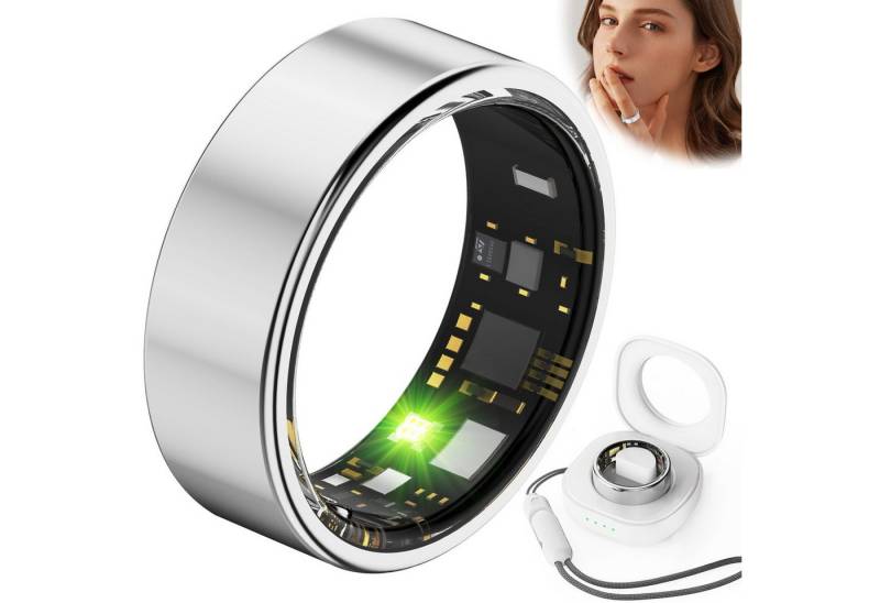 RWEUOQ Smart Ring Smart Ring für Herren Damen, Fitness Tracking Smart Ring Smartwatch (für iOS 6.0+ und Android 11+., IP68 Wasserdichter Sportring mit mehrere Sportmodi), mit Ladestation mit Herzfrequenz/SpO2/Blutdruck/Schlaftracker von RWEUOQ
