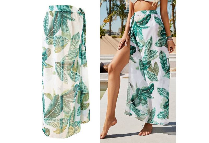 RWEUOQ Sommerrock Frauen langes Strandkleid Poncho, Strandkleid Sommer Bikini Cover up (Damen Mädchen Side Split Salon Strandkleider) Chiffon Bademode Wickelrock Strandkleider von RWEUOQ