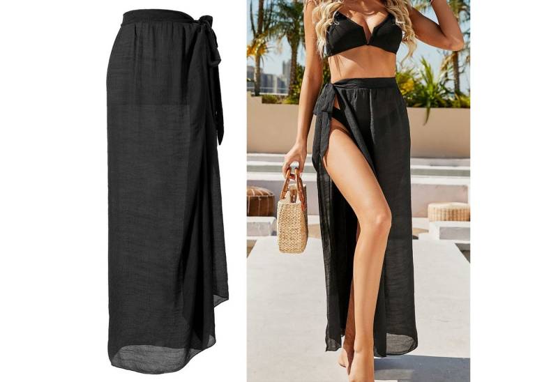 RWEUOQ Sommerrock Frauen langes Strandkleid Poncho, Strandkleid Sommer Bikini Cover up (Damen Mädchen Side Split Salon Strandkleider) Chiffon Bademode Wickelrock Strandkleider von RWEUOQ