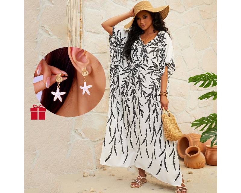 RWEUOQ Strandkleid Boho Strandkleid Damen Lang, Kimono Stil, Bademode Cover-Up (Strandkleid mit Kimono-Stil als luftiger Bikini-Überwurf, 1x Boho Maxikleid als Bademode-Überwurf für Strand und Urlaub) von RWEUOQ