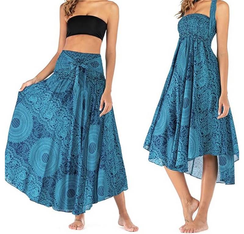 RWEUOQ Strandkleid Maxirock Chiffon Bohemien Verstellbares Kleid Urlaub Strandkleider von RWEUOQ
