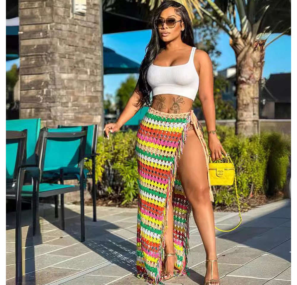 RWEUOQ Strandkleid Strandkleid hohe Taille geteilter Strick zum Binden am Strand Bademode Colorblock Sarong Strand Bikini Wrap Hollow Out Cover Ups Bademode RWEUOQ Strandkleid Strandkleid hohe Taille geteilter Strick zum Binden am Strand Bademode Colorblock Sarong Strand Bikini Wrap Hollow Out Cover Ups Bademode von RWEUOQ