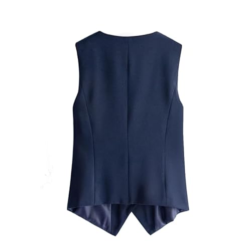 RWGSNB Anzug Weste, Damen Anzugweste Vintage Ärmellos Button Down V Ausschnitt Anzugweste Casual Business Formelle Weste für Damen Blau M von RWGSNB