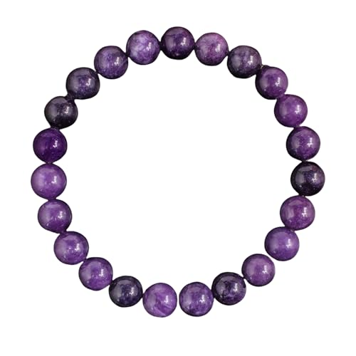 RWGSNB Armband Edelstein, 8 Mm Natürliche Amethyst Edelsteinarmbänder Stretch Perlen Steinarmbänder Elastische Energiebalance Spirituelle Kristallarmreifen Schmuckgeschenke für Frauen und Männer von RWGSNB