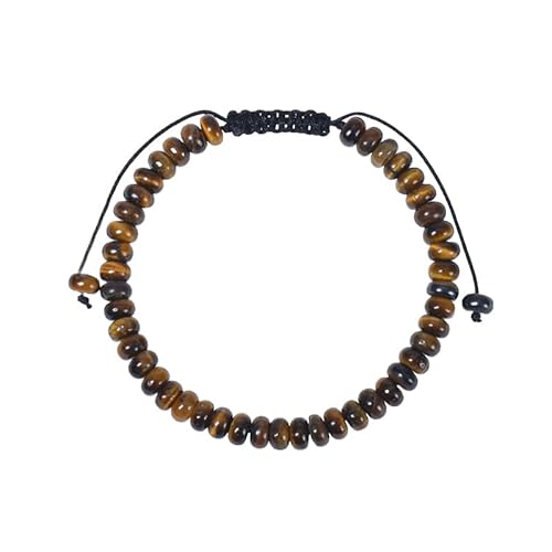 RWGSNB Bergkristall Armband Damen 6 Mm Naturstein Armband für Damen und Herren Zierliche Flache Perlen Edelstein Armreifen Verstellbar Handgefertigt Geflochtenes Seil Armreifen Reiki Heilkristall S von RWGSNB