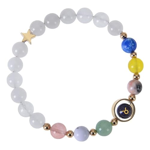 RWGSNB Bergkristall Armband Damen Personalisierte Sternzeichen Armbänder 8 Mm Naturstein Armband Stretch Seil 12 Sternbilder Perlen Edelstein Armreifen Reiki Heilkristall Schmuck Einzigartige Gebur von RWGSNB